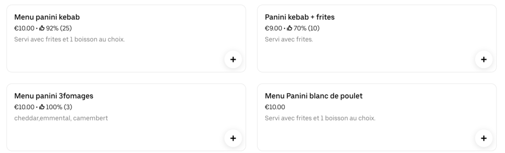 Menus paninis
